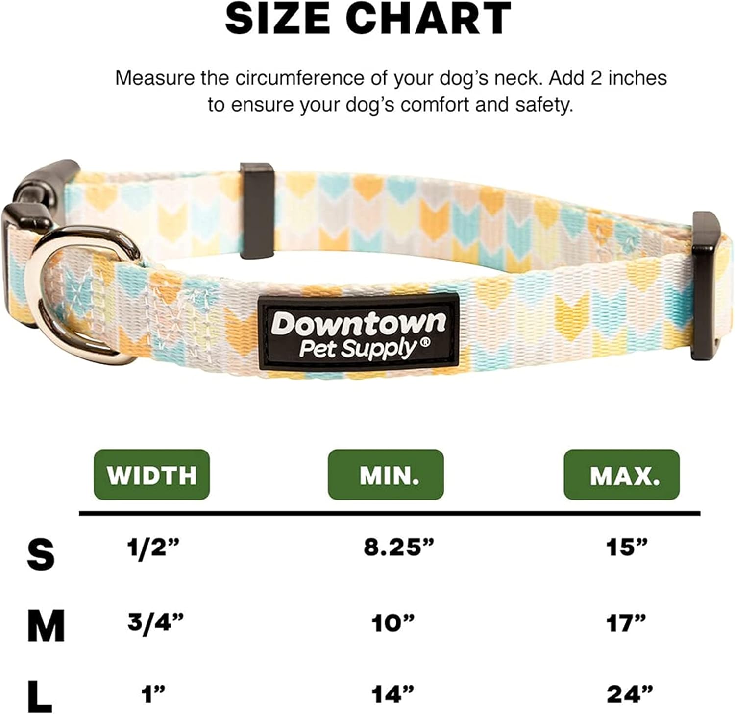 Downtown Pet Supply – Collar de perro mejor, lindo y elegante – Collar de perro ligero ajustable con hebilla rápida y anillo en D – Se puede lavar a