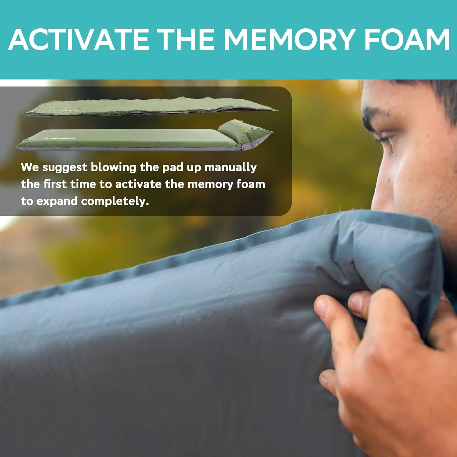 Clostnature Almohadilla de dormir autoinflable para campamento, almohadilla de campamento de 1.523 pulgadas, almohadilla de colchón inflable ligera,