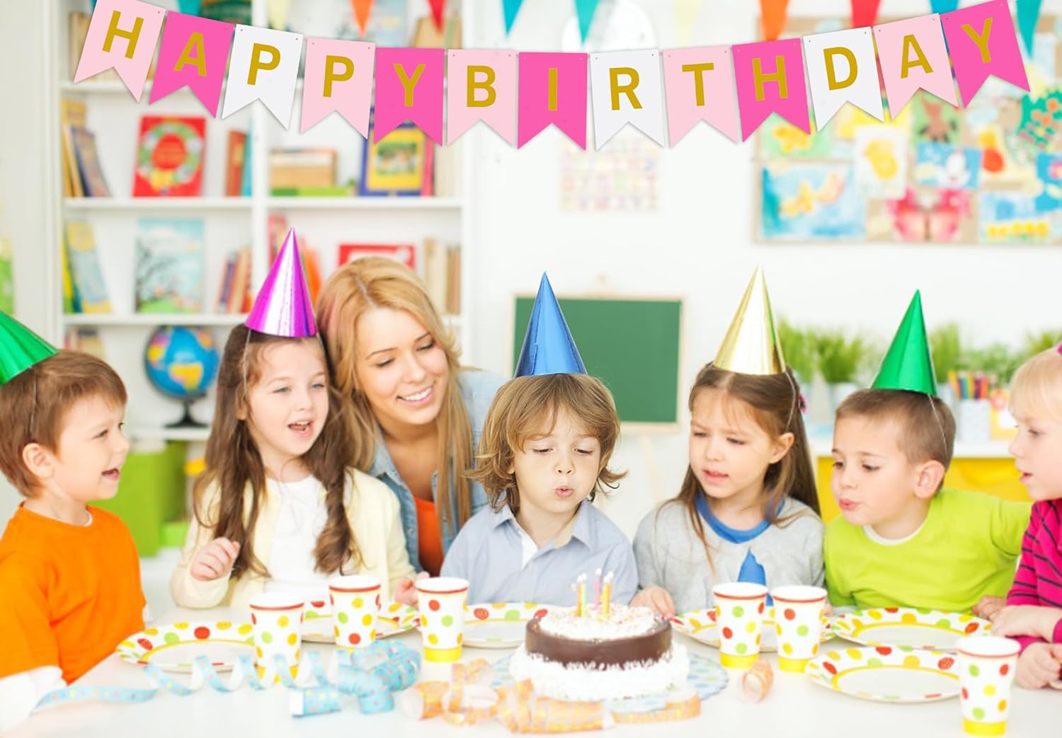 Cartel decorativo de feliz cumpleaños con letras brillantes con purpurina de colores mezclados para cumpleaños, suministros de decoración de fiesta