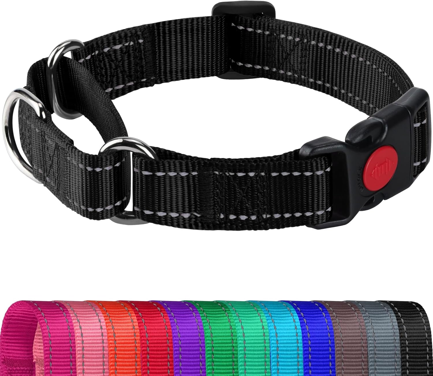 Joytale Collar Martingale para perros, collar reflectante resistente para seguridad, hebilla de liberación rápida, collares de nailon ajustables
