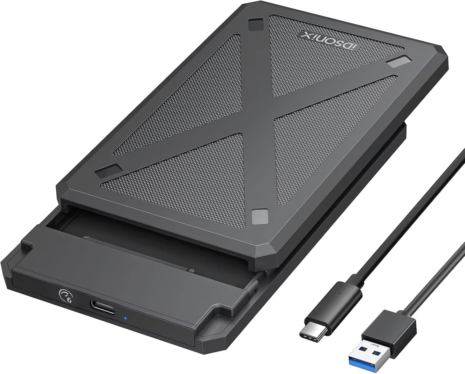 iDsonix – Carcasa para disco duro de 2.5 pulgadas, 6Gbps USB 3.1 a SATA III sin herramientas, para disco duro externo de 0.276 in0.374 in 2.5″ HDD