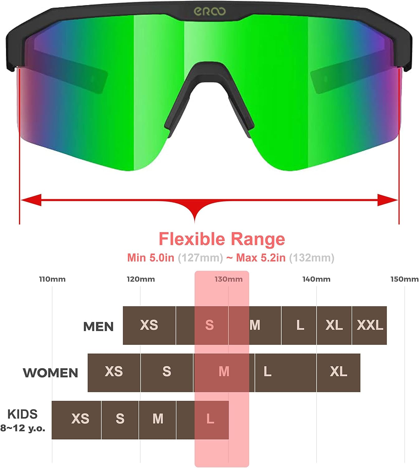 EAZYRUN ER00 – Gafas de sol polarizadas pequeñas de béisbol para jóvenes, correr, ciclismo, deportes al aire libre.