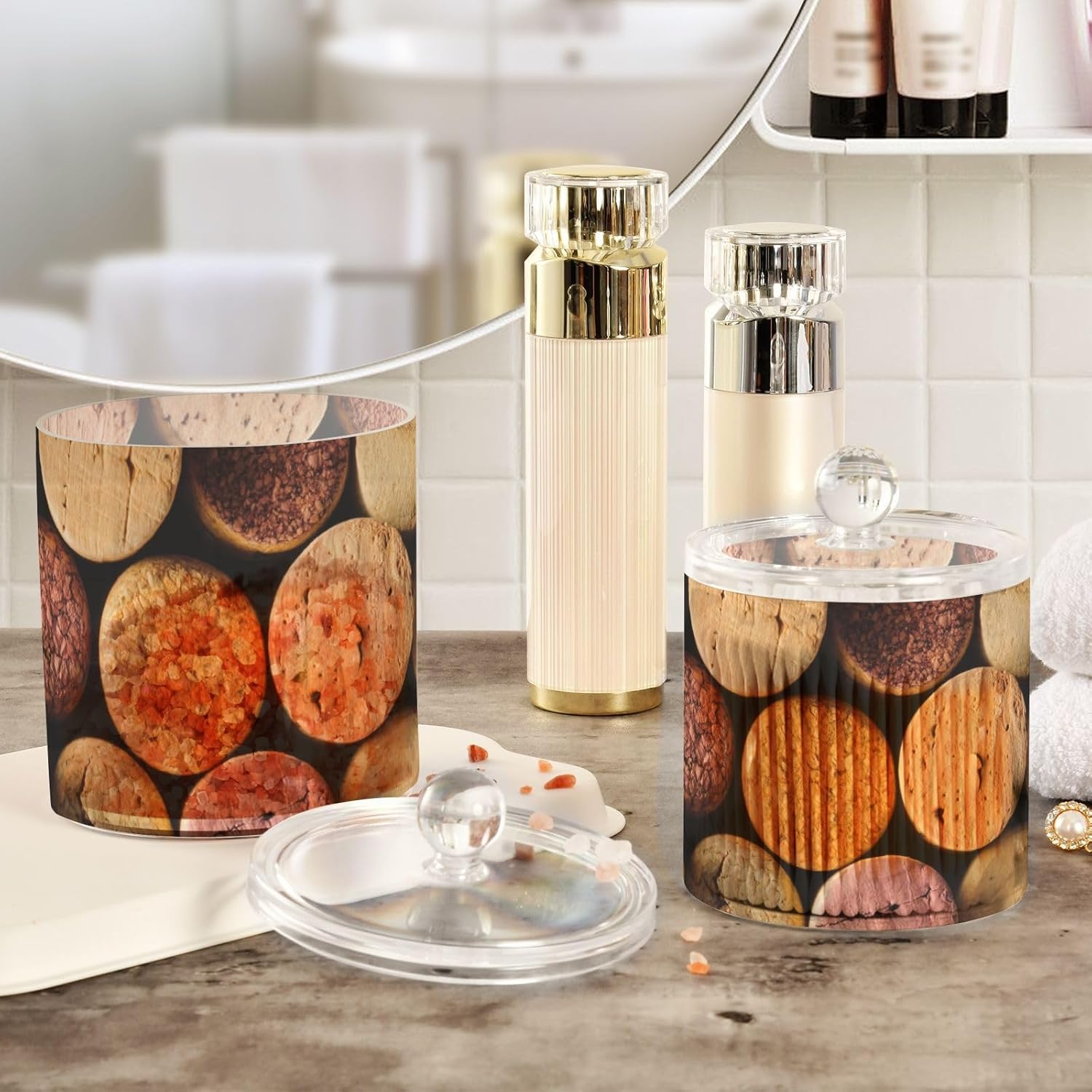Wine Corks Jars with Lids Bathroom Canisters Decorative Jars Laundry Pods Container Cotton Pad Holder for Dorm Room Essentials for College Students