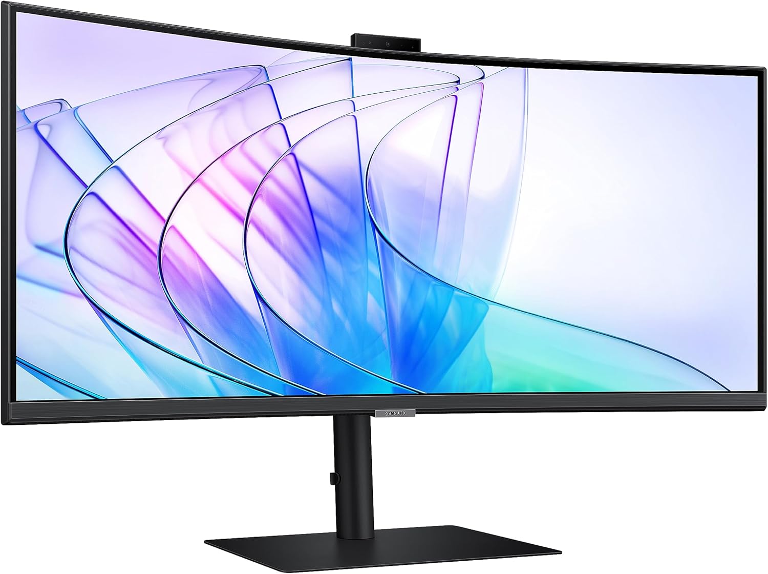 SAMSUNG Monitor curvo QHD de 34 pulgadas ViewFinity serie S65VC, cámara FHD integrada, HDR10, 100Hz, 350 nit, USB- C, soporte ajustable, cuidado
