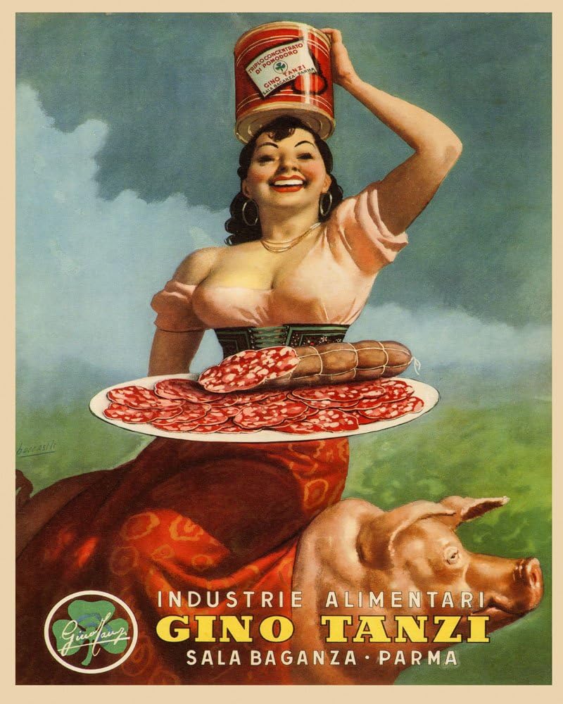 Fashion Lady Pig Pork Leg Italiano 16 “x 20” Tamaño de imagen ENVÍO ROLADO Vintage Poster Repro en papel mate Y