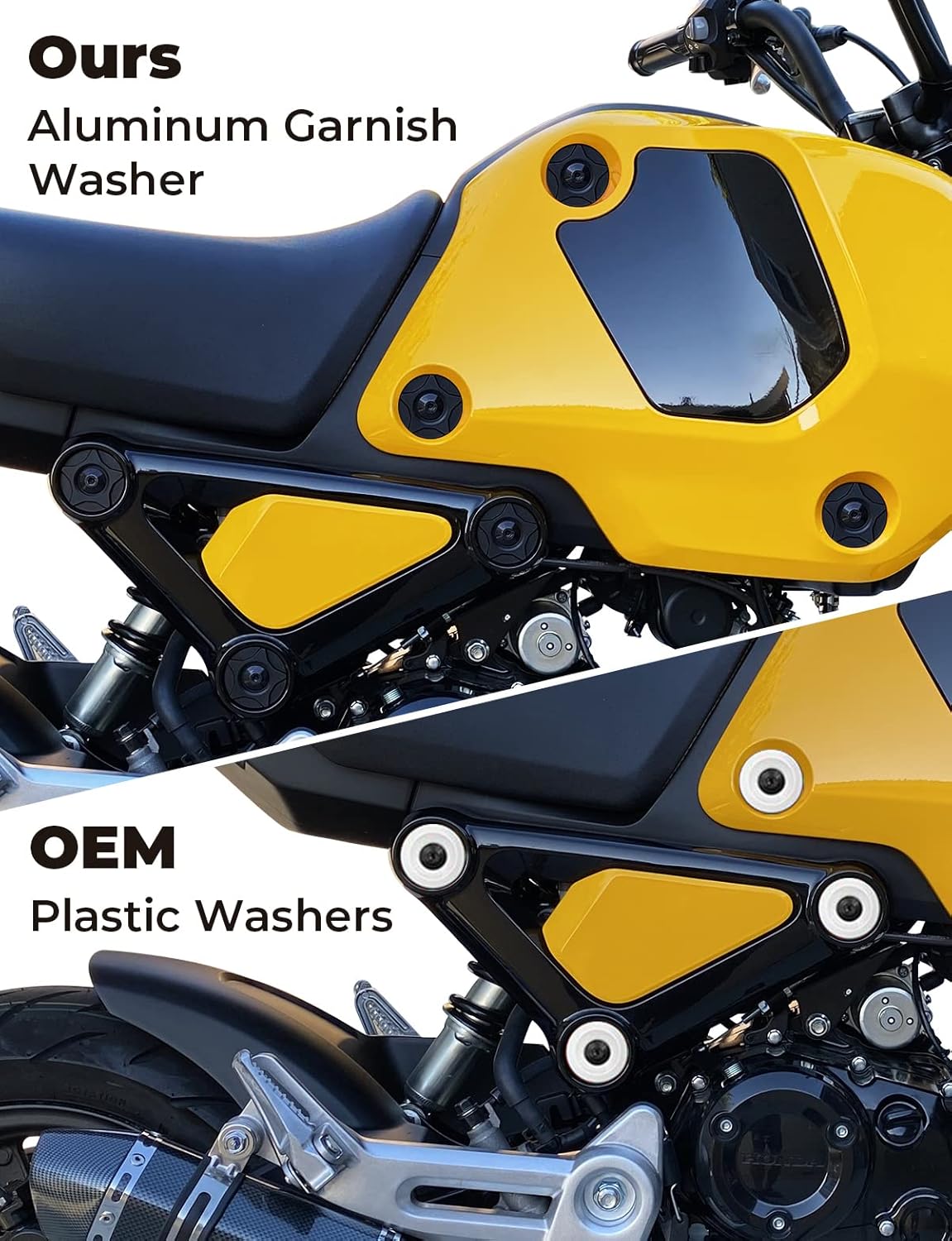 KEMIMOTO Arandelas Verge de colores compatibles con motocicletas Grom 2022, 2023, 2024, juego completo de aluminio, 12 piezas (negro)