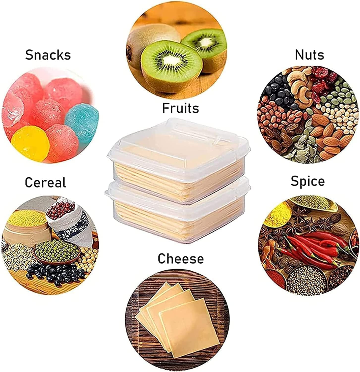 Recipiente de queso en rodajas de 2 piezas para refrigerador con tapa abatible, caja de almacenamiento de rebanadas de queso con bloque de