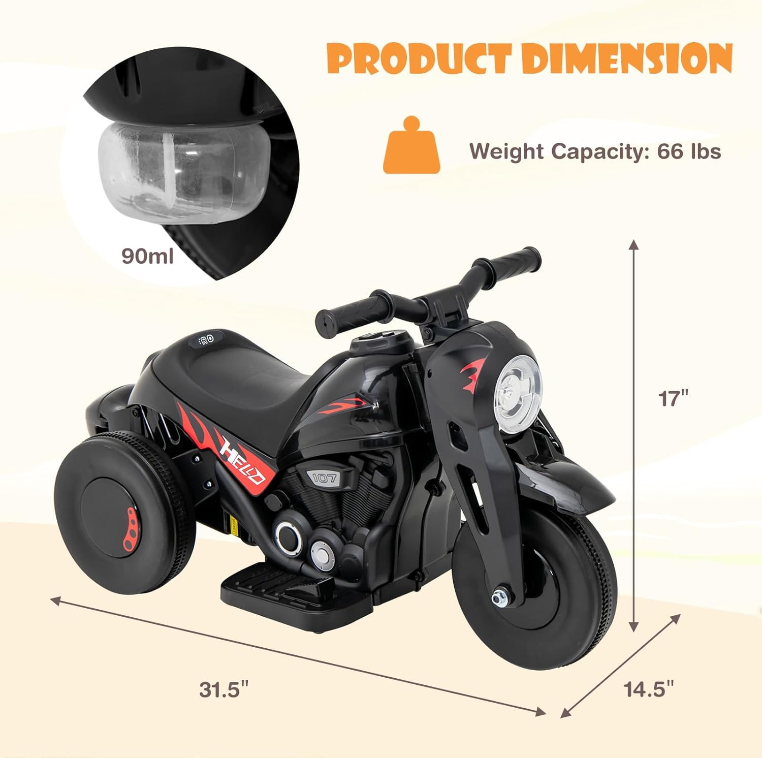 OLAKIDS Motocicleta para niños, automóvil eléctrico de 6 V con función automática de burbujas, pedal de pie, faro, música, 3 ruedas antideslizantes