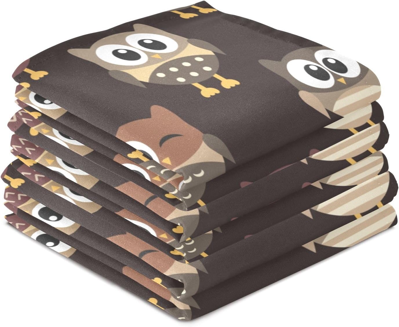 Owls – Toallas de cocina marrones, 18 x 28 pulgadas, paños de cocina súper suaves y absorbentes para lavar platos, paquete de 4 toallas de mano