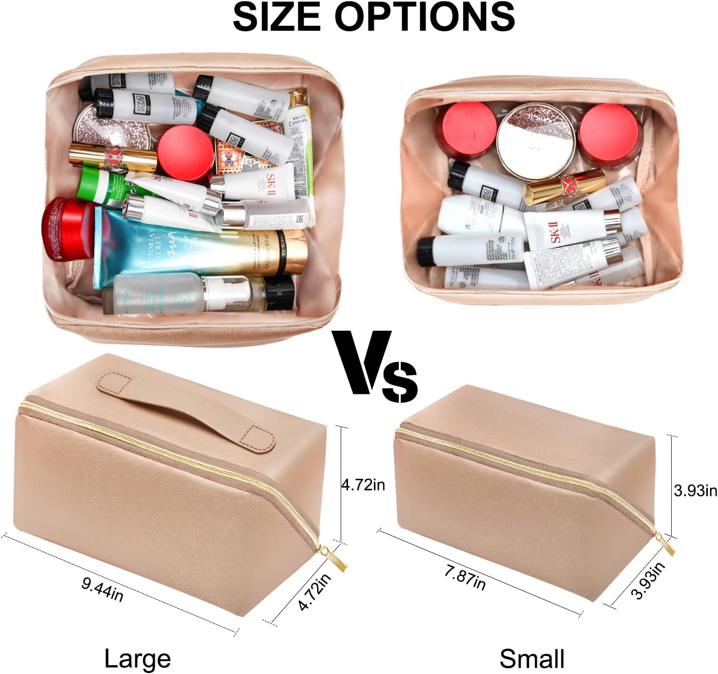 Bolsa de maquillaje portátil que se abre plana para un fácil acceso, bolsa de cosméticos impermeable, bolsa de aseo personal, accesorios de viaje