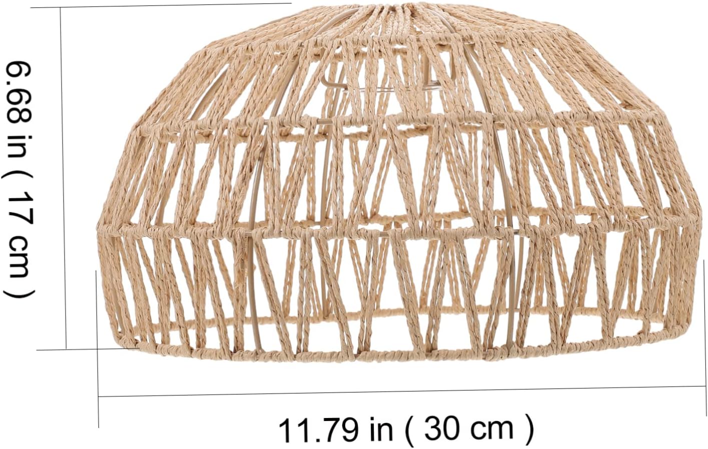 DOITOOL Imitación de ratán cuerda de papel pantalla ratán ventilador de techo cesta mimbre boho lámparas techo tejido lámpara colgante cubierta de