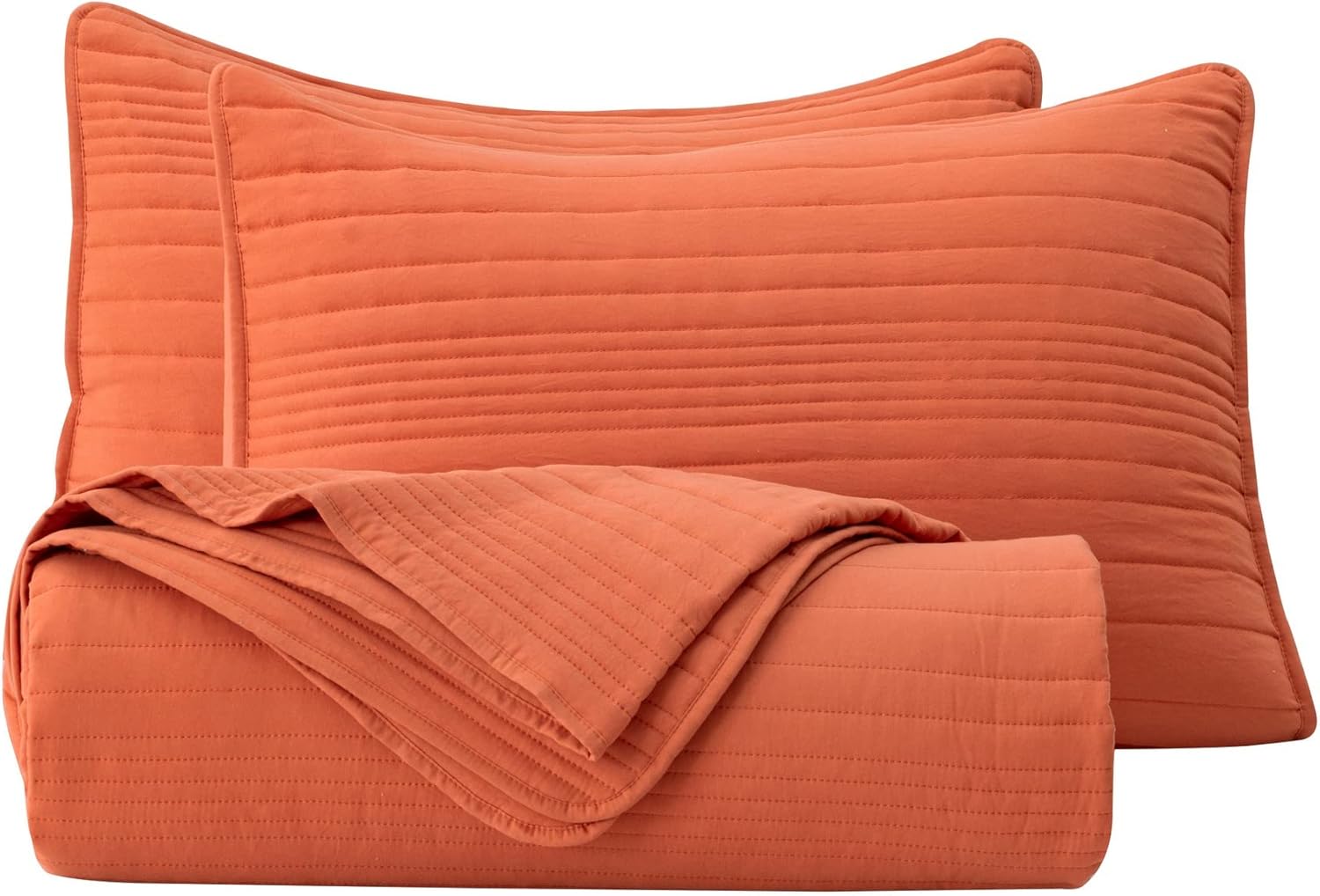 Juego de edredón de tamaño individual, naranja quemado, colcha de microfibra ligera y ultrasuave  Colcha individual de 2 piezas para todas las