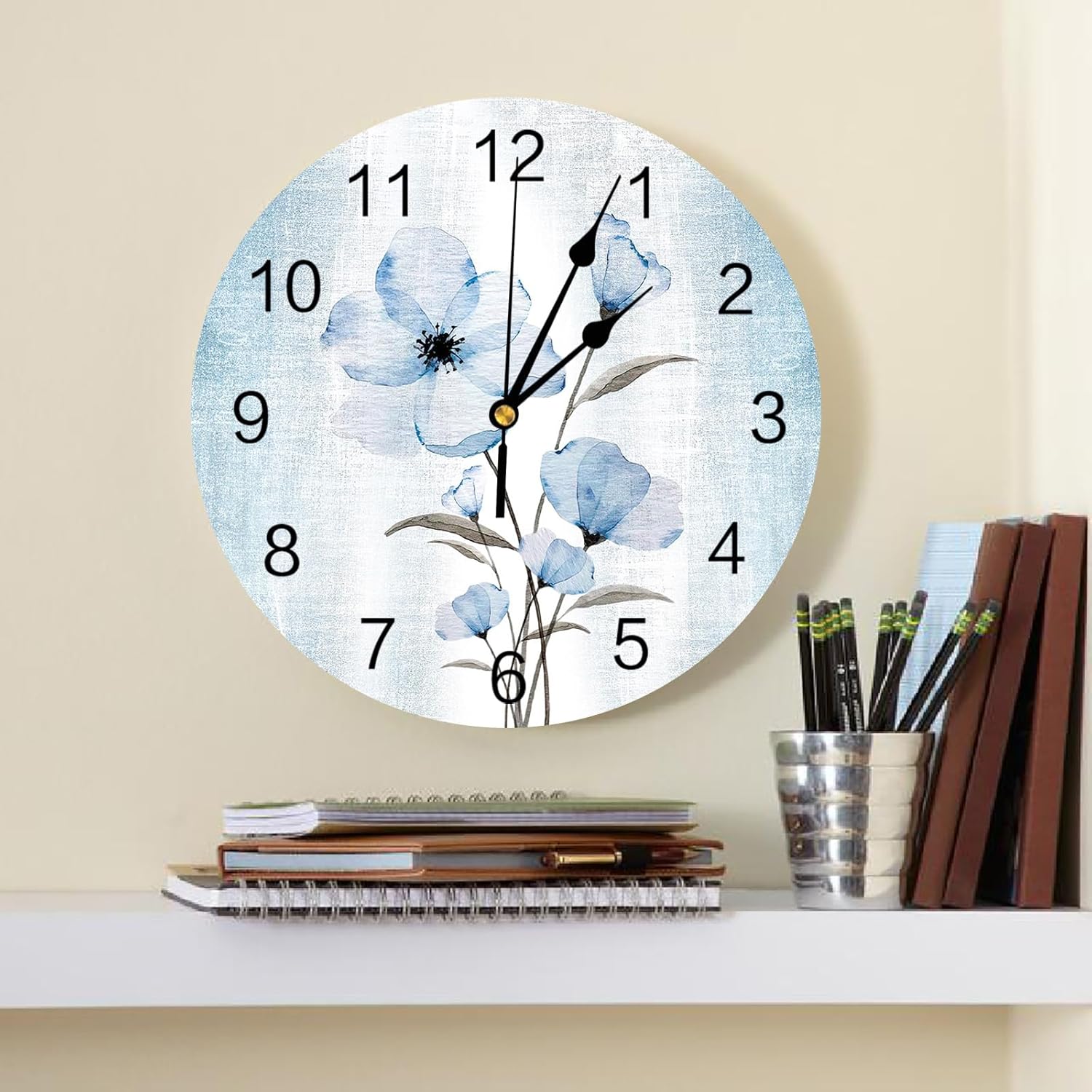 Silent – Reloj de pared decorativo sin tictac para cocina, dormitorio, baño, oficina, sala de estar, lavandería, hogar, funciona con pilas, reloj de
