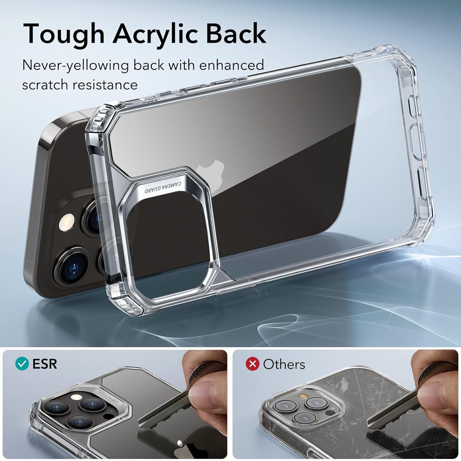 ESR Funda para iPhone 15 Pro Max, protección de grado militar, esquinas de protección de aire a prueba de golpes, parte trasera acrílica resistente
