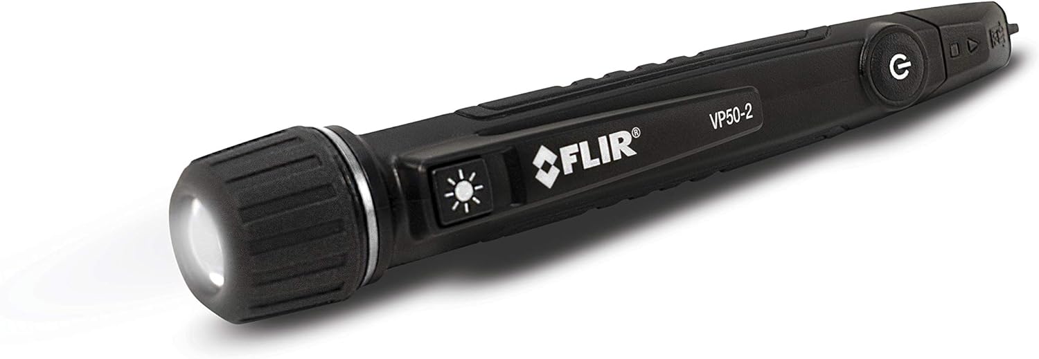 FLIR VP50-2 CAT IV Non-Contact Voltage Detector, Featuring Light, Vibration, and Beeper Feedback Alarms and a Powerful LED Flashlight, Green