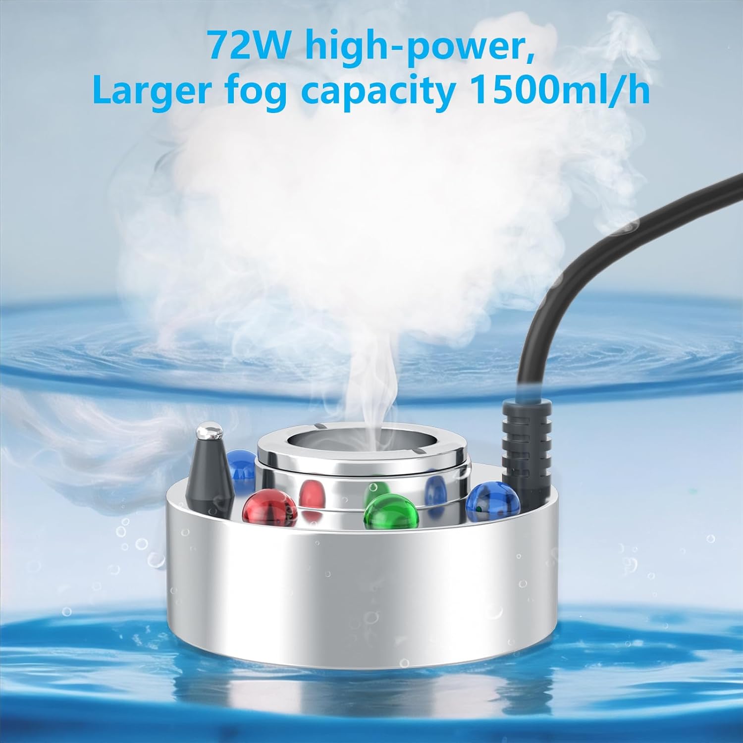 FITNATE Fabricante de niebla de alta potencia, 50.7 fl ozh nebulizador de niebla de gran volumen con 6 luces LED niebla máquina atomizador 50W para