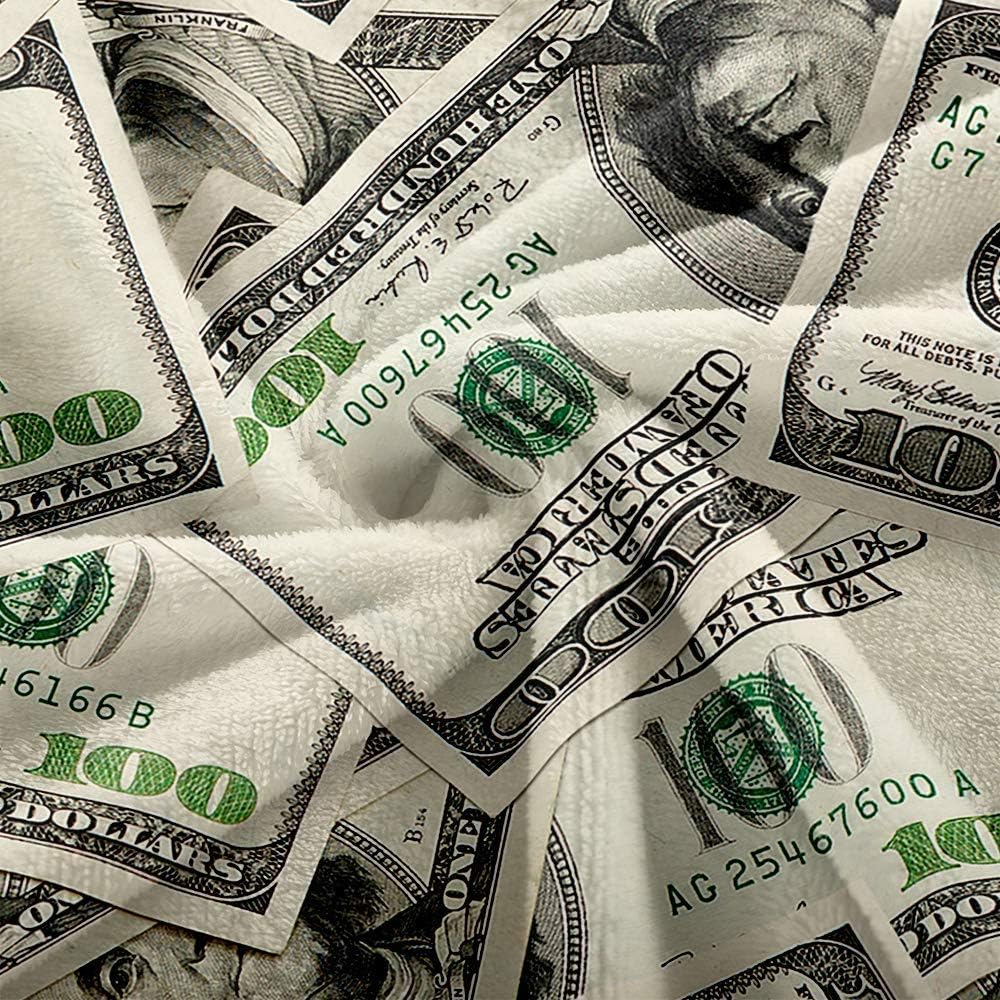 Manta de dinero, manta de franela con temática de riqueza, manta suave y mullida para dormitorio, sofá (50 x 60 pulgadas), dólar