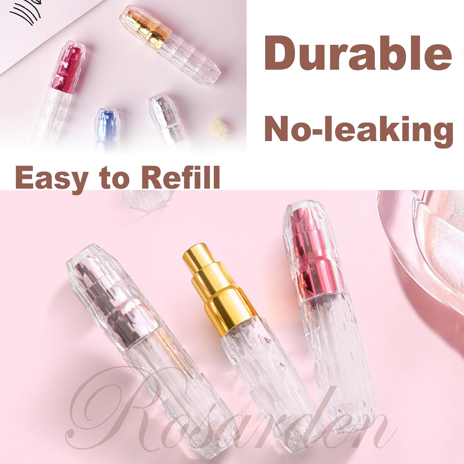 Mini botella atomizadora recargable de perfume, contenedor portátil de viaje, botella de aerosol de colonia vacía para viajes y salidas, 0.2 fl oz,