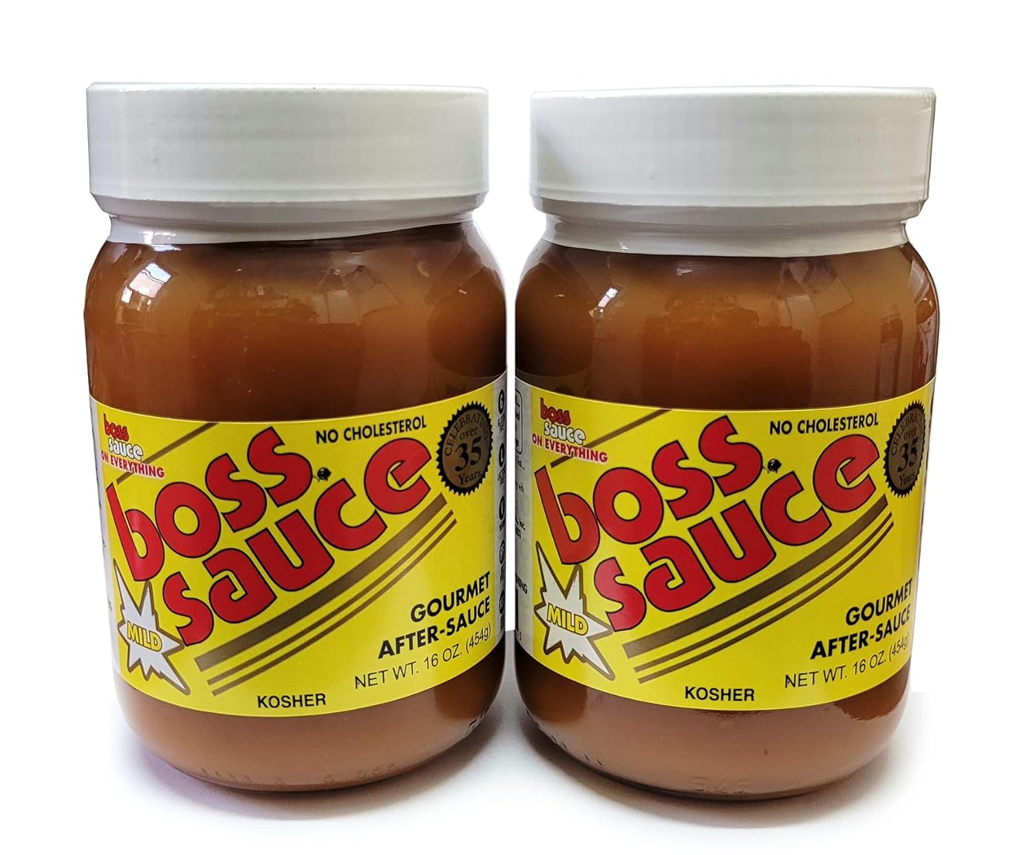 Boss Sauce Suave (paquete de 2, botellas de 16 onzas). Tentador, dulce y picante gourmet después de la puré  Mejora el sabor de cualquier carne,