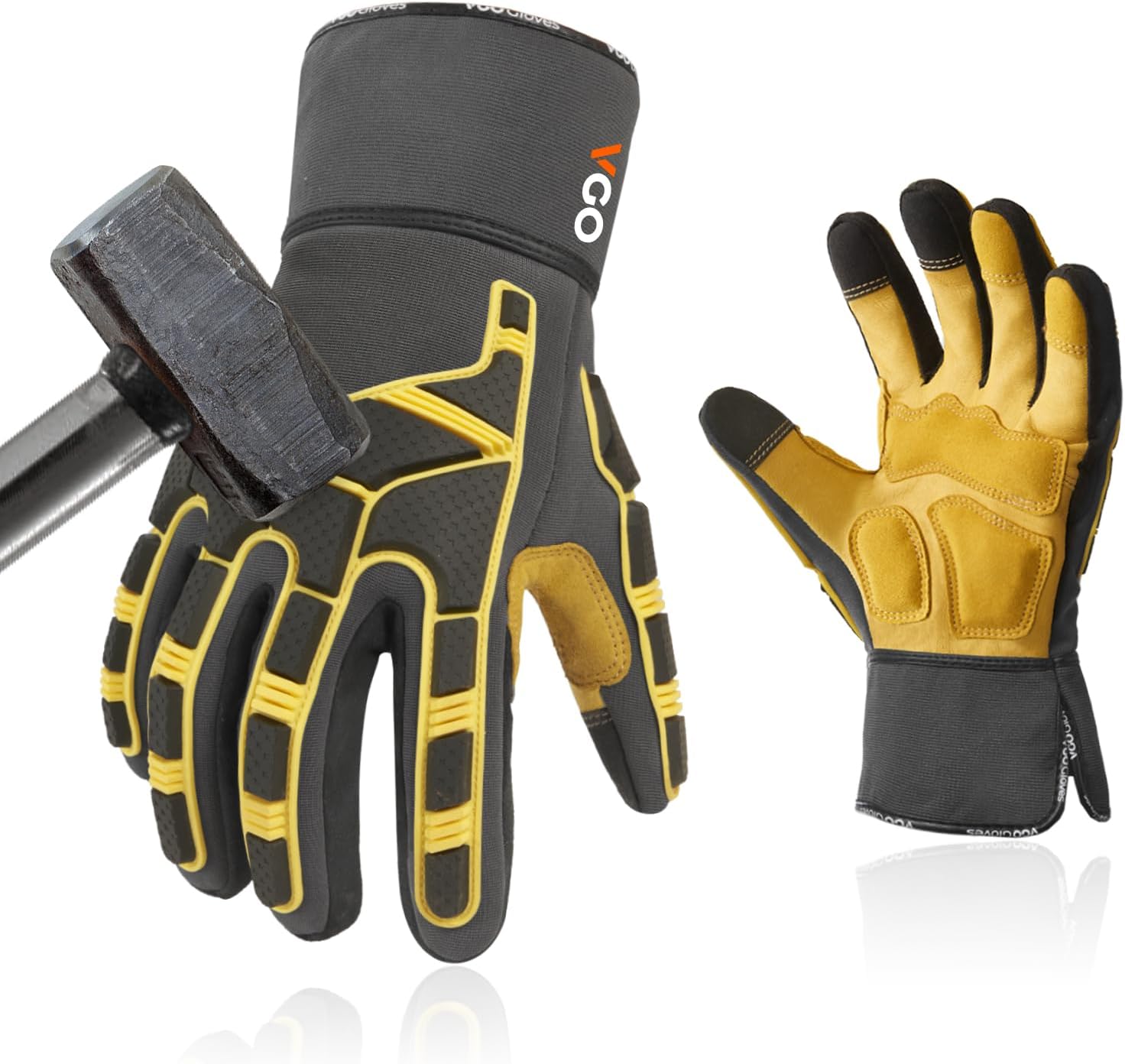 Vgo… Guantes de trabajo de cuero para hombre, guantes de mecánico (PA7756GA9604)