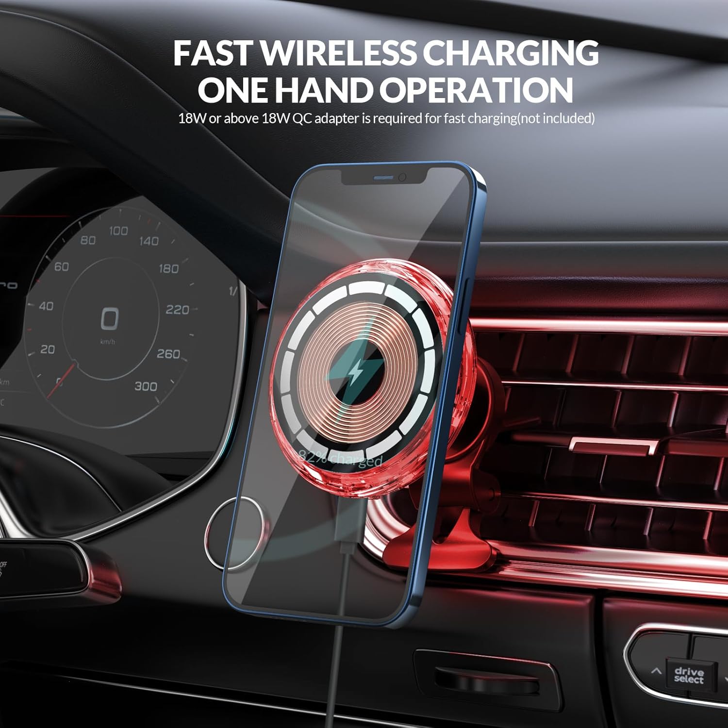 Cargador magnético inalámbrico C25 para iPhone serie 15141312, soporte de teléfono mejorado para auto alineación automática, montaje de ventilación