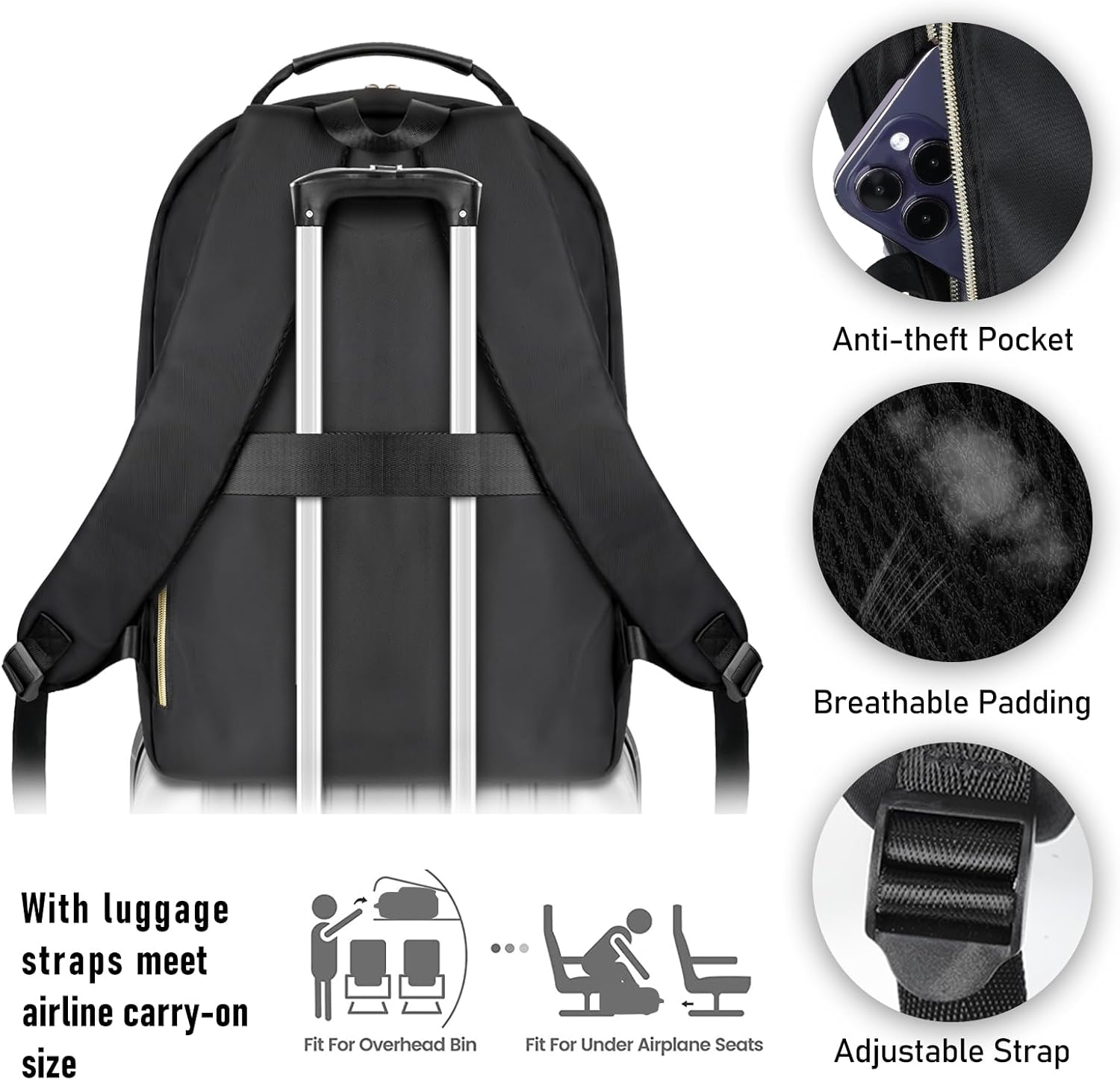Mochila negra para mujer, mochila escolar para niñas, mochila para libros, bolsa de libros para niños, mochilas escolares para escuela secundaria