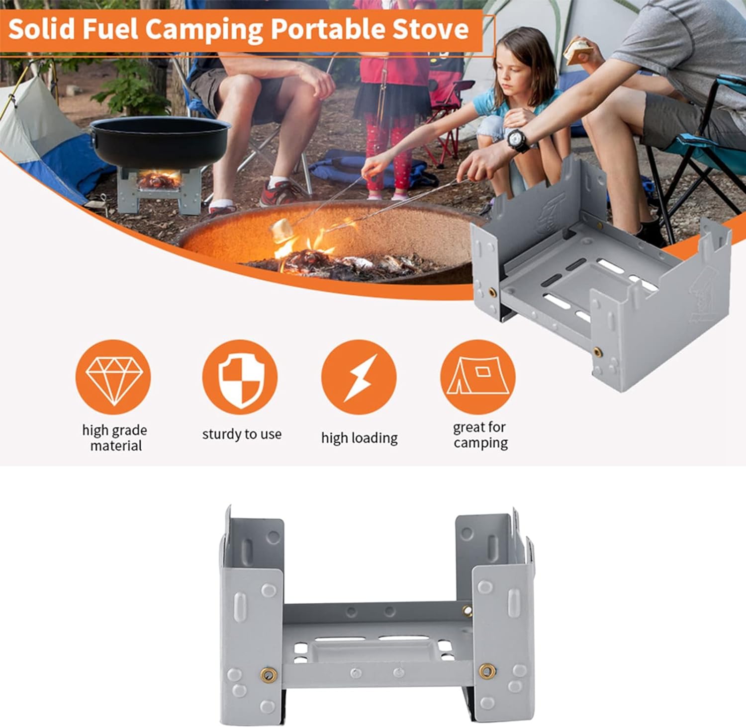 3.740 x 2.953 in Camp Fire Tablets bolsillo estufa plegable emergencia camping estufa combustible sólido quemador portátil al aire libre