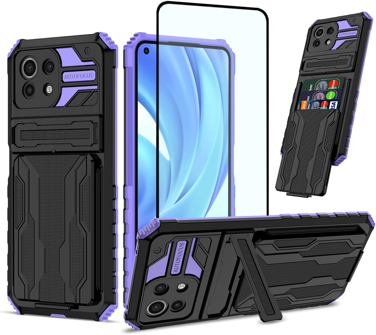GTBDEKI Funda de teléfono para Xiaomi 11 Lite 5G11 Lite 5G NEMi 11 Youth M2101K9AG Funda con protector de pantalla, billetera desmontable titular de