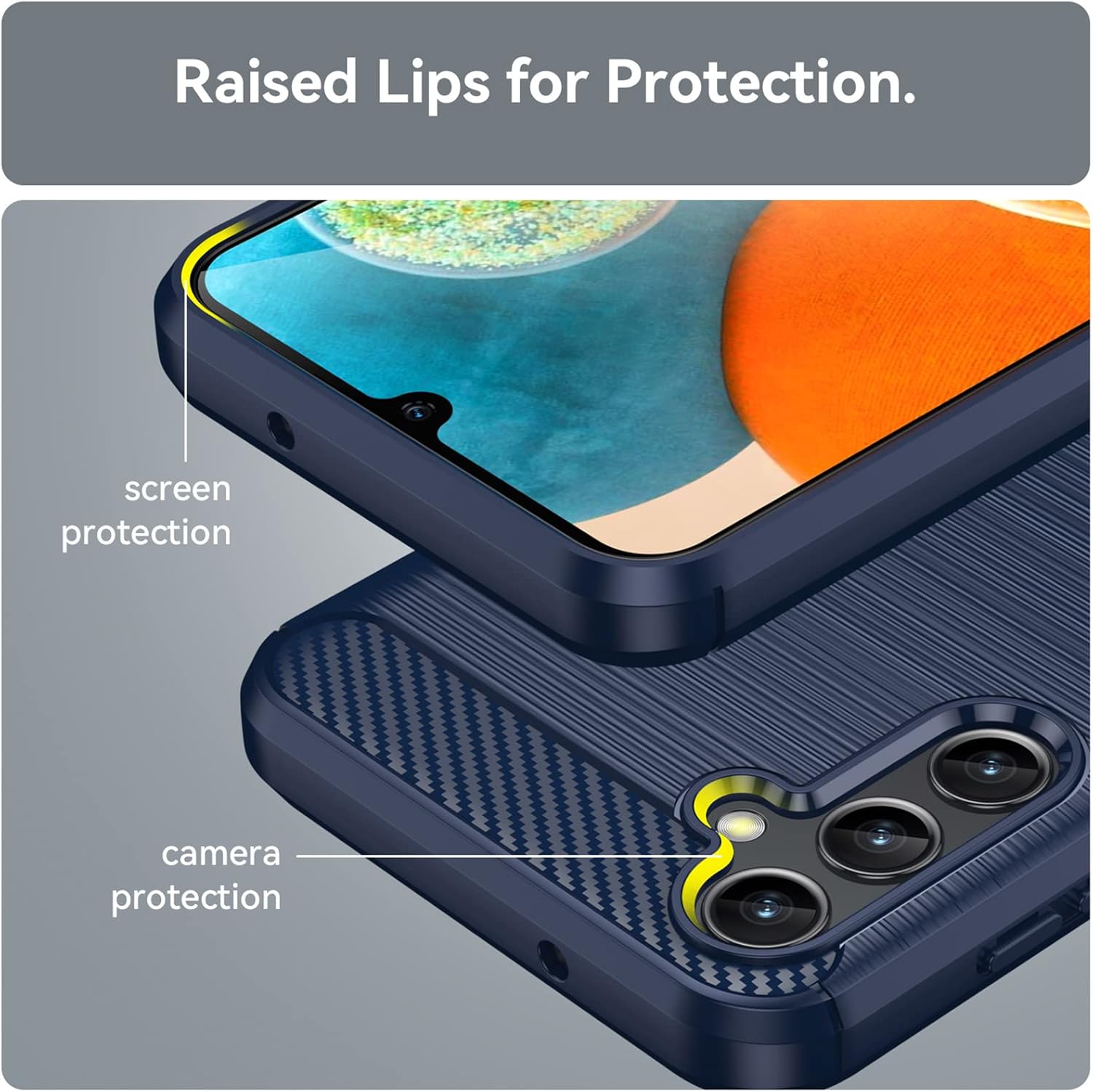 Funda para Samsung Galaxy A14 5G, Galaxy A14 con protector de pantalla HD, absorción de golpes flexible de TPU parachoques de goma suave para