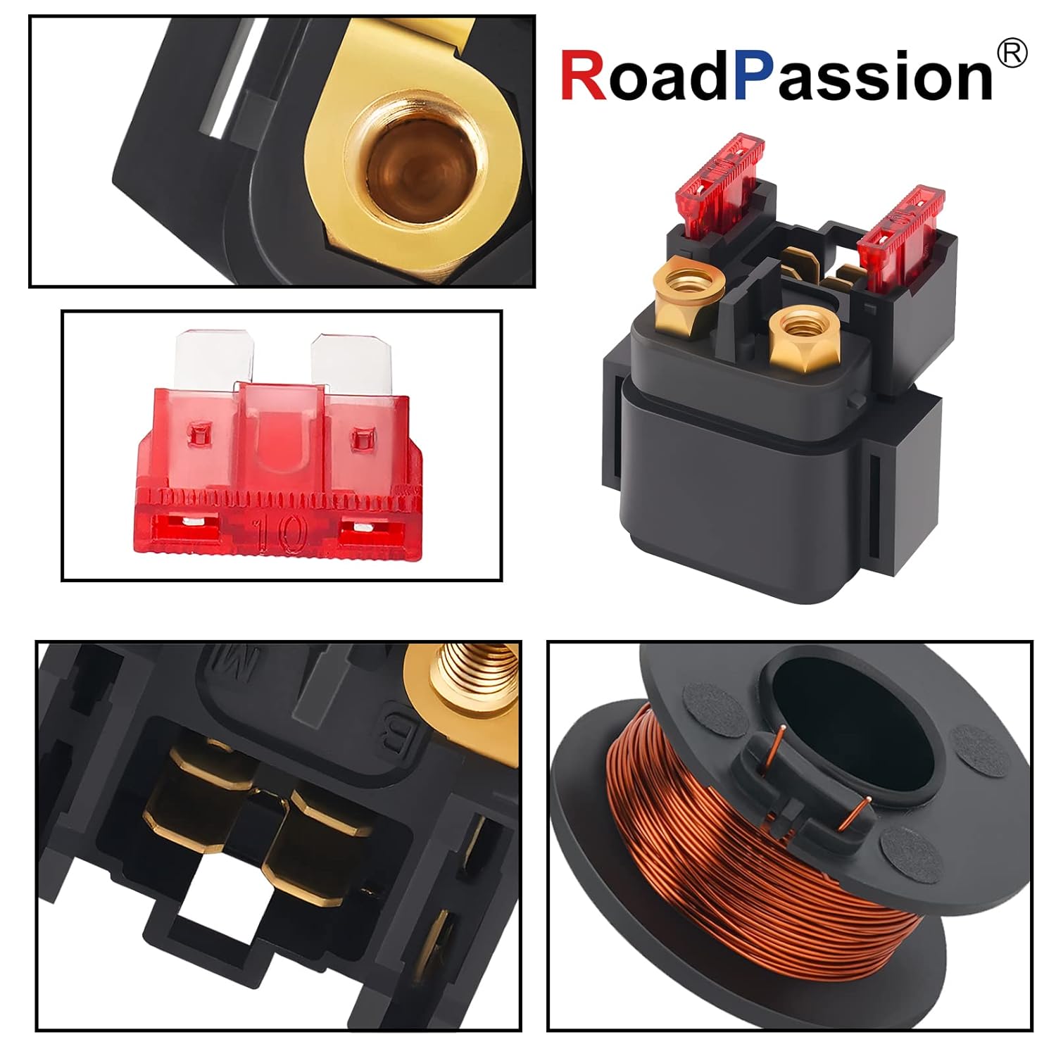 Road Passion Relé solenoide de arranque para Yamaha Bruin 250 YFM250 2006 Bruin YFM350 2004-2006 ATV Grizzly 350 YFM350 07-09 Raptor 350 YFM350