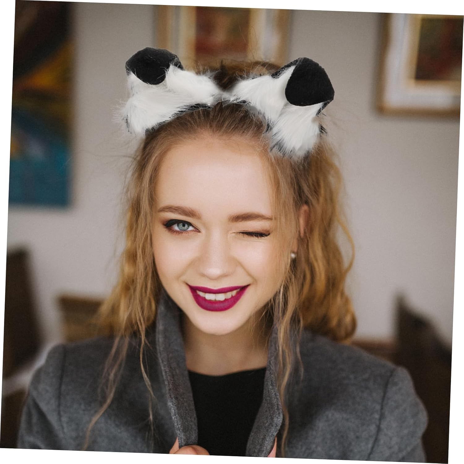 Holibanna Diadema de orejas de perro de peluche, accesorios para el cabello para baile de graduación, diadema de orejas para perro, disfraz de
