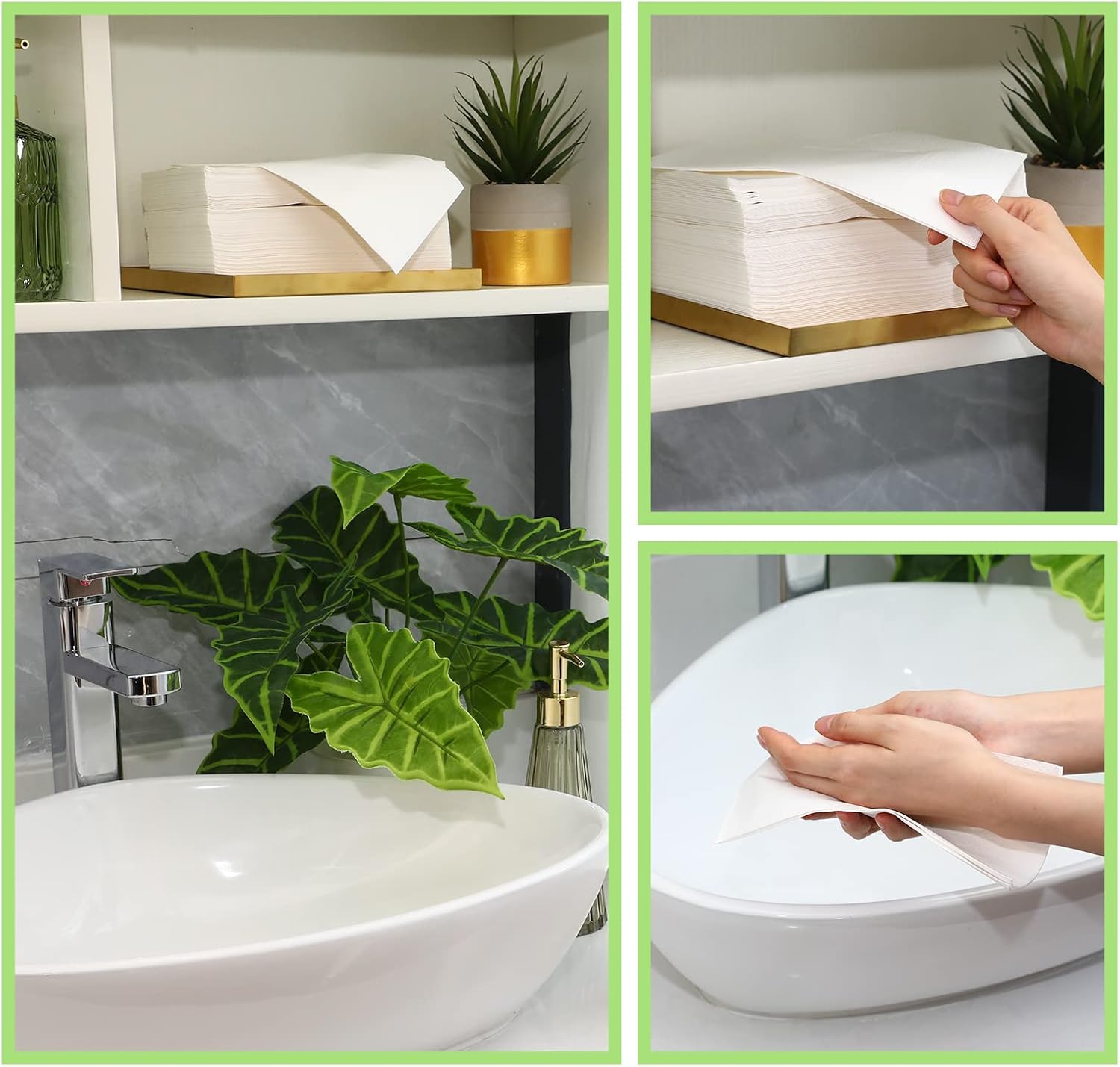600 servilletas desechables para baño, servilletas blancas desechables, toallas de papel para invitados, toallas de mano suaves y absorbentes,