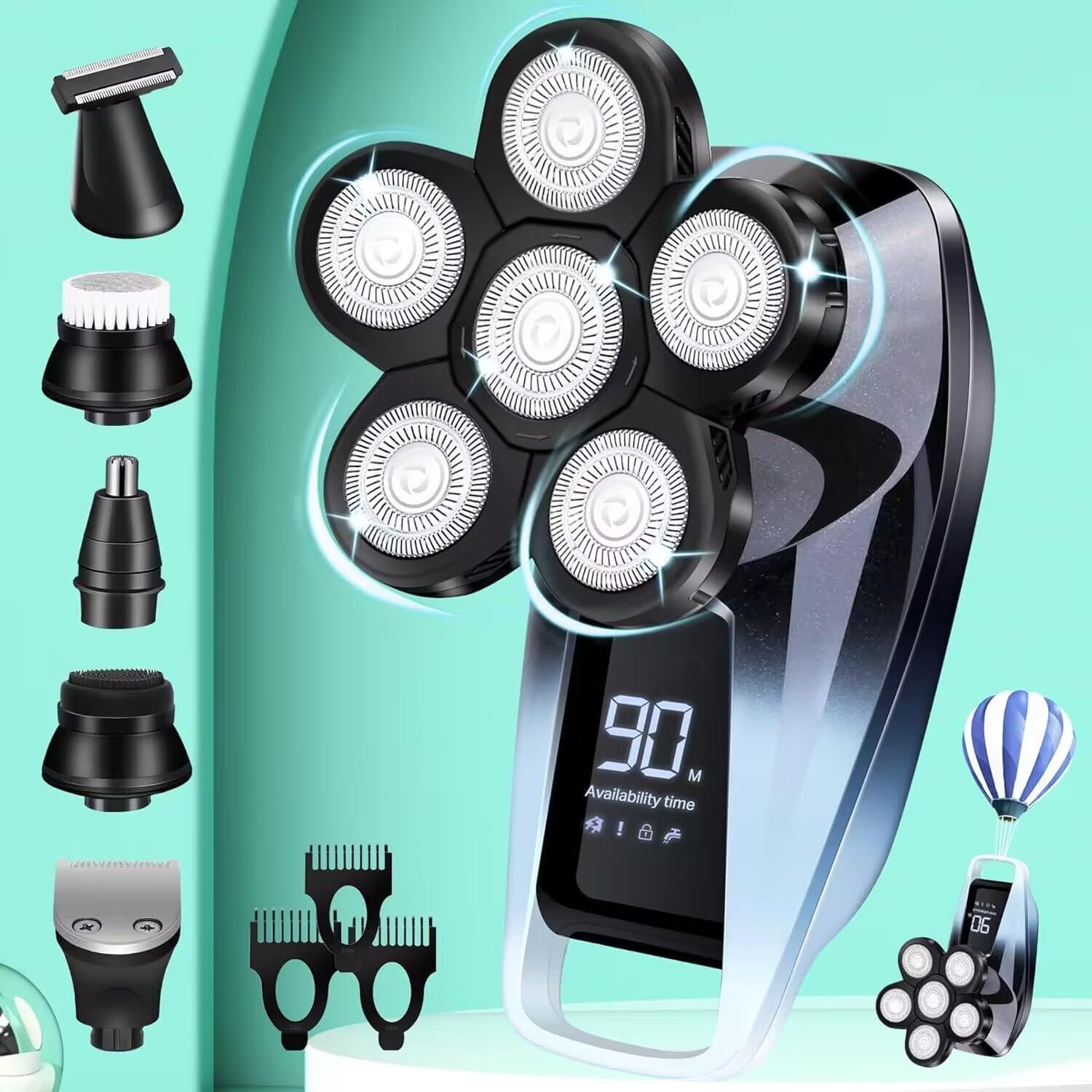 Afeitadora de cabeza para hombres, afeitadoras de cabeza calva, afeitadoras eléctricas para hombres para la cara inalámbrica, afeitadora eléctrica