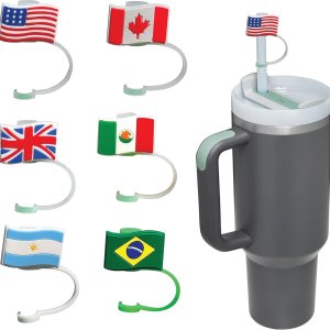 6 fundas para popotes Stanley, con temática de bandera de varias naciones para vasos de 30 y 40 onzas, a prueba de polvo, a prueba de derrames, para 6 fundas para popotes Stanley, con temática de bandera de varias naciones para vasos de 30 y 40 onzas, a prueba de polvo, a prueba de derrames, para