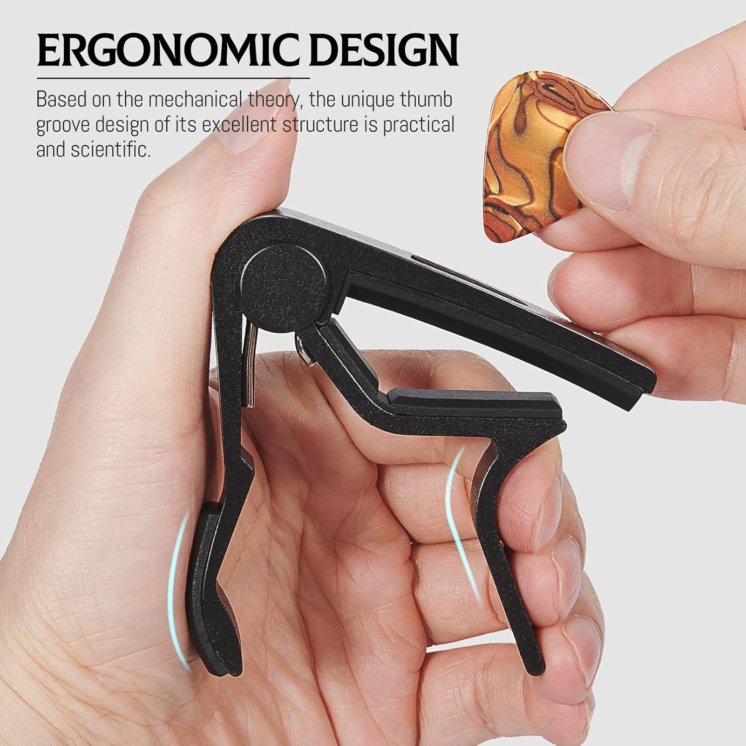 Cejilla de guitarra con soporte para púas para guitarra acústica y eléctrica, ukelele, bajo, banjo con púas de guitarra (negro)