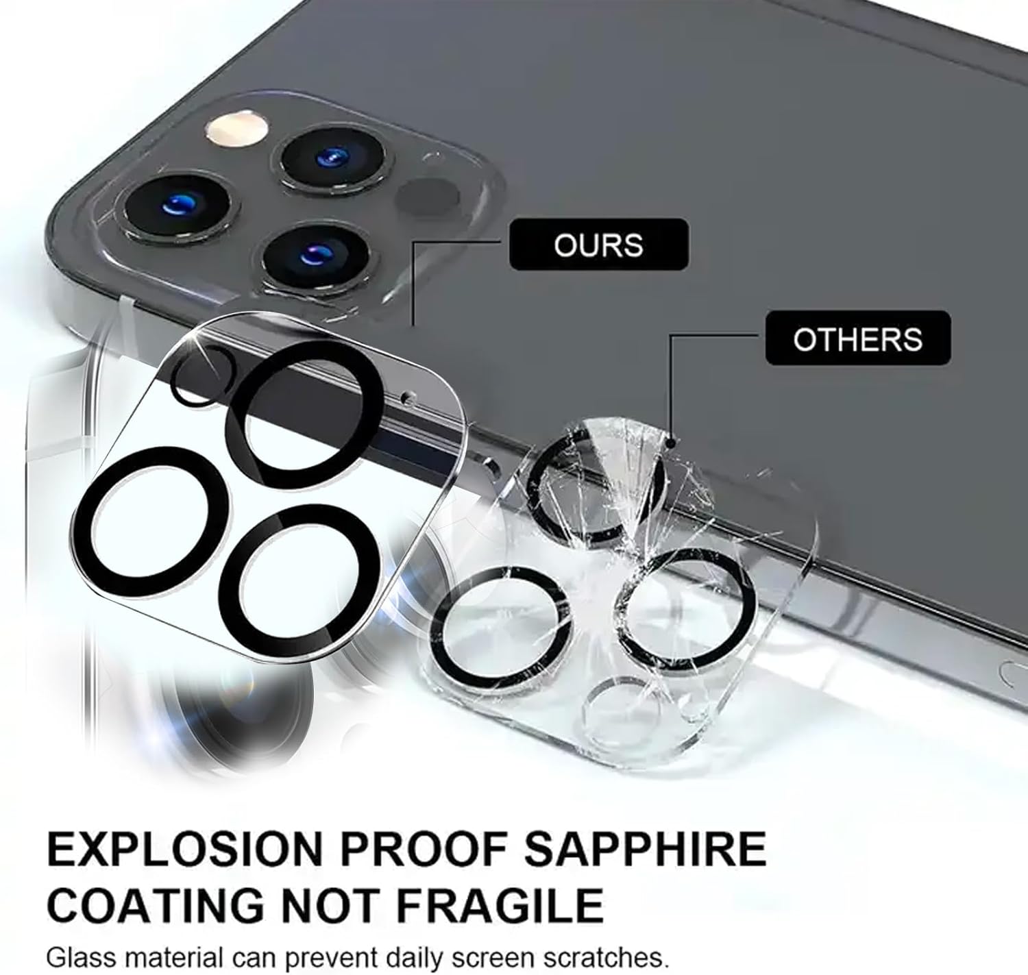 Paquete de 3 protectores de lente de cámara compatibles con iPhone 15 Pro MaxiPhone 15 Pro, protector de pantalla de vidrio templado compatible con