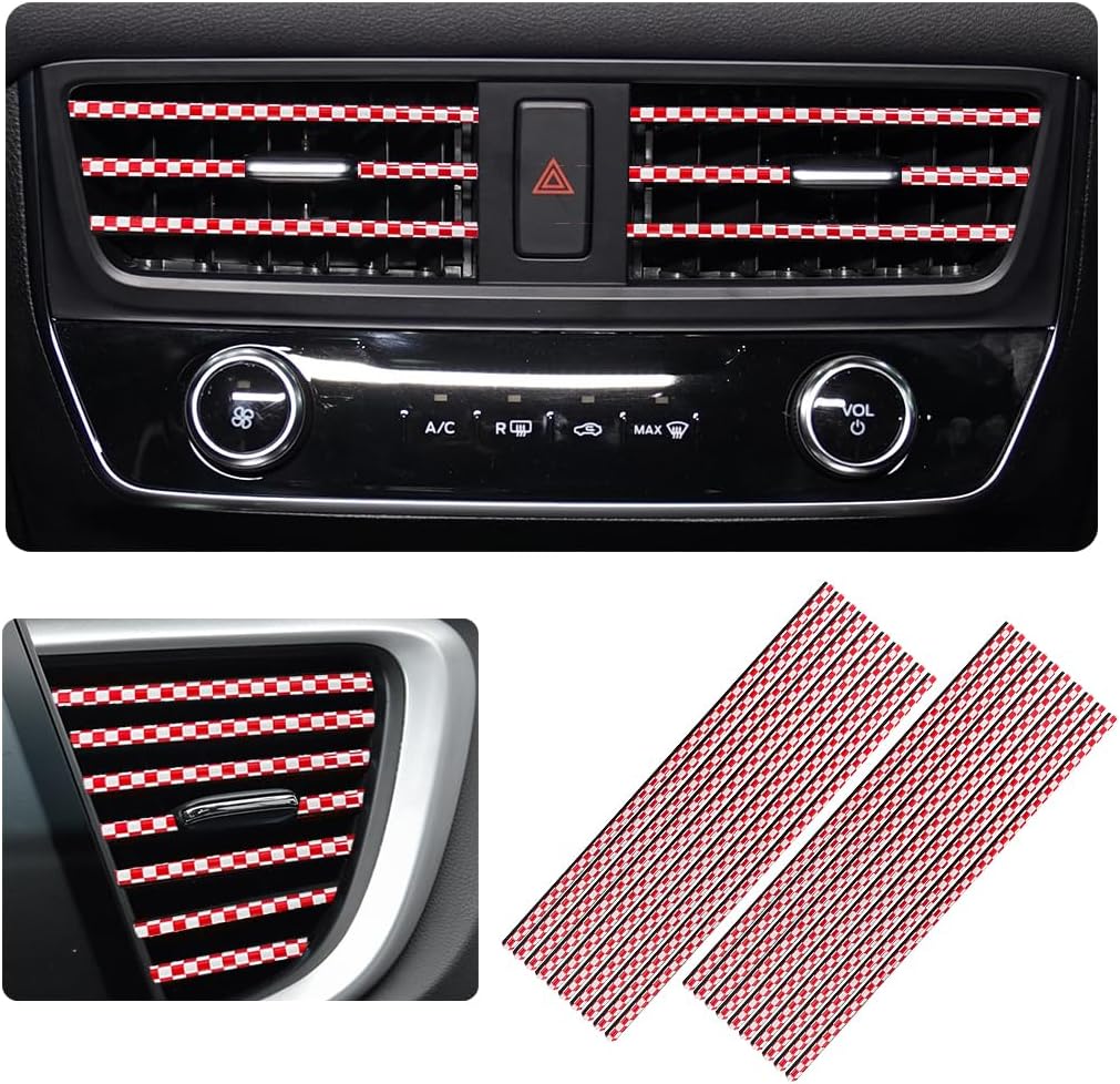 20 tiras decorativas para aire acondicionado de automóvil, impermeables, flexibles, para salida de aire automático, borde brillante, accesorios