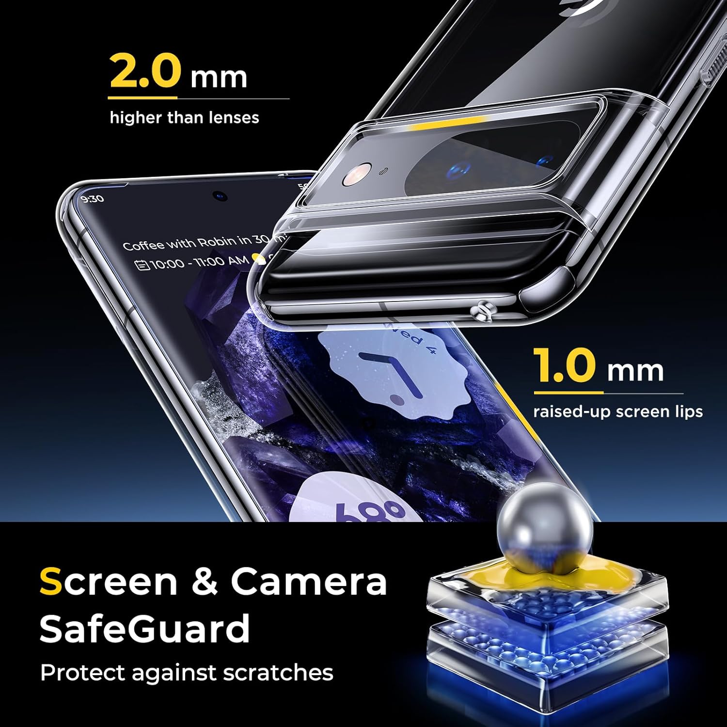 Humixx Funda ultratransparente para Google Pixel 8 (2023)  Transparente Máxima protección contra caídas acabado no amarillento Agarre mejorado y