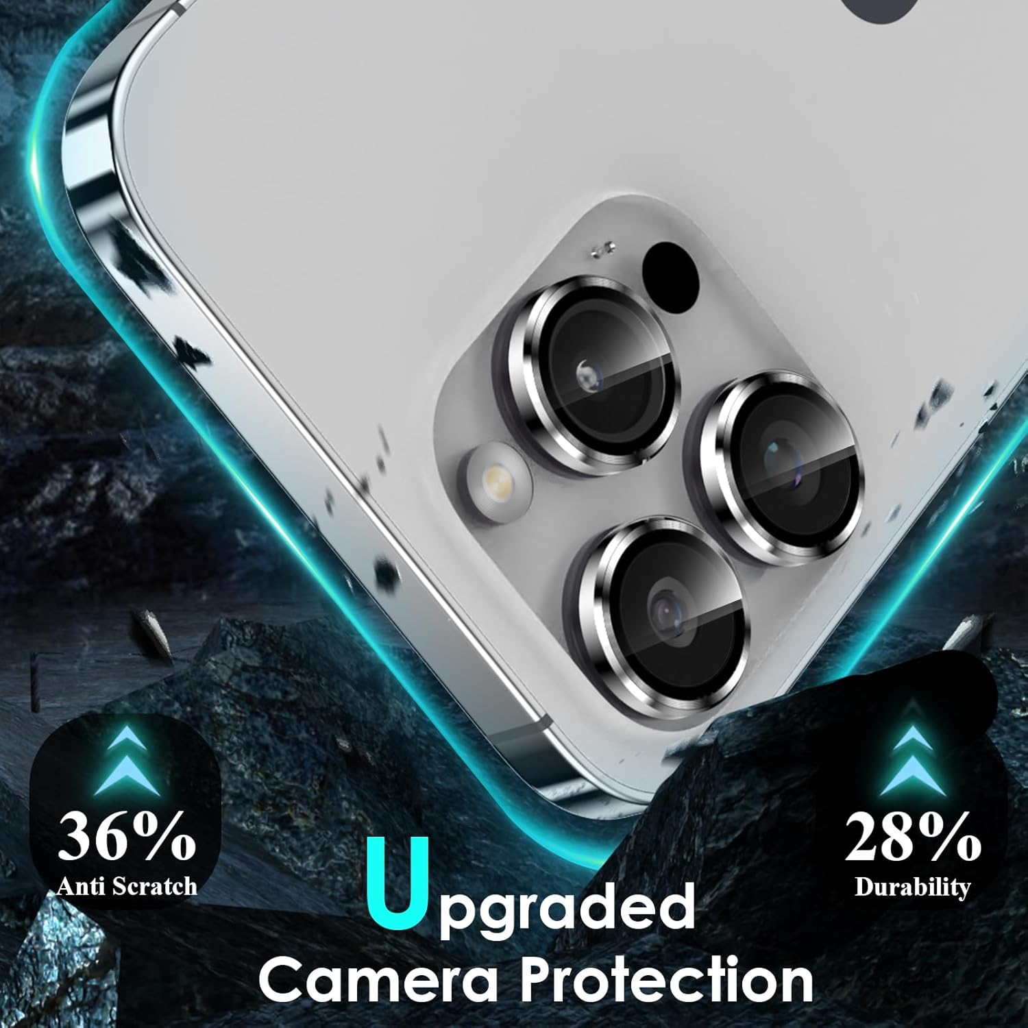 YWXTW Protector de lente de cámara para iPhone 15 ProiPhone 15 Pro Max, bandeja de instalación de 1 paso Protector de pantalla de vidrio templado,