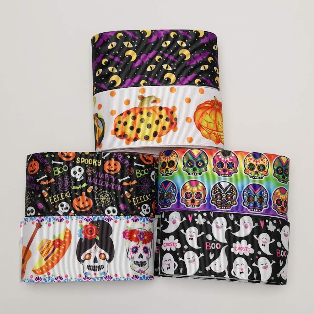 Niangzisewing 12 yardas de cinta de Halloween de 2 pulgadas de ancho, apliques de cinta de Halloween, decoración de fiesta, calabaza, fantasma,