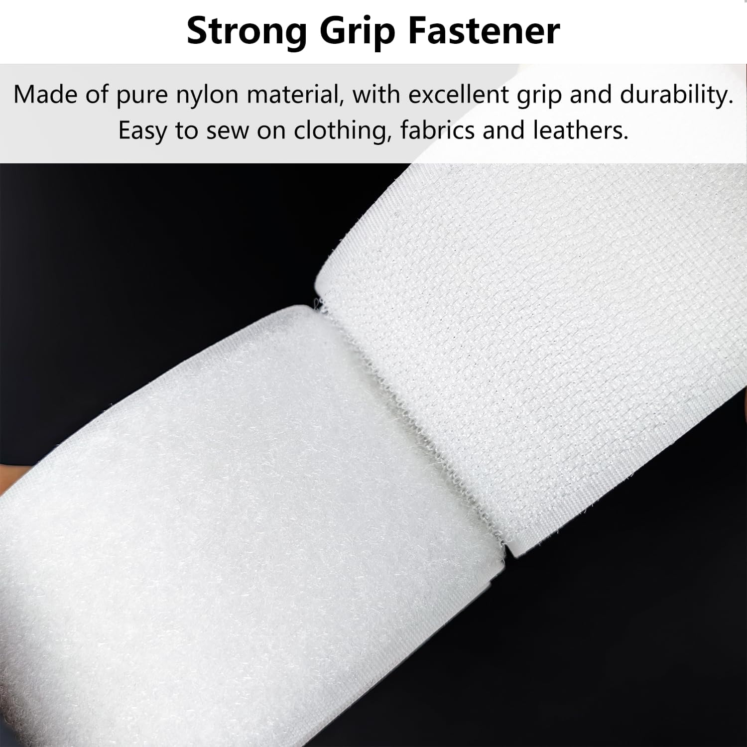 Matenf Tiras de velcro para coser, 2 pulgadas de ancho, fáciles de coser, excelente agarre, no adhesivas, cinta entrelazada, cinta de gancho y bucle