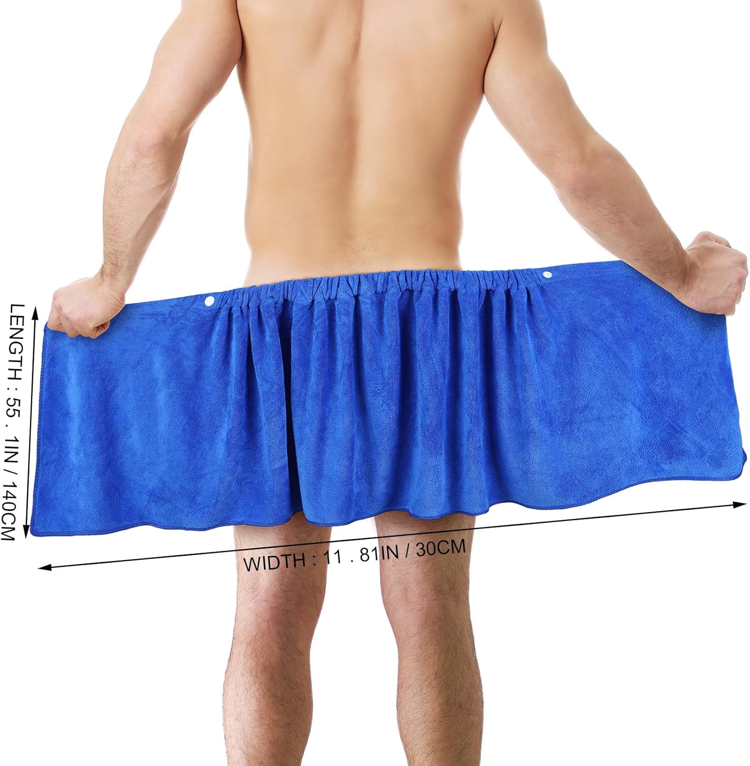 Preboun Toalla de baño para hombre, pantalones cortos, toalla de natación de microfibra suave con cierre a presión (café, azul, paquete de 2)