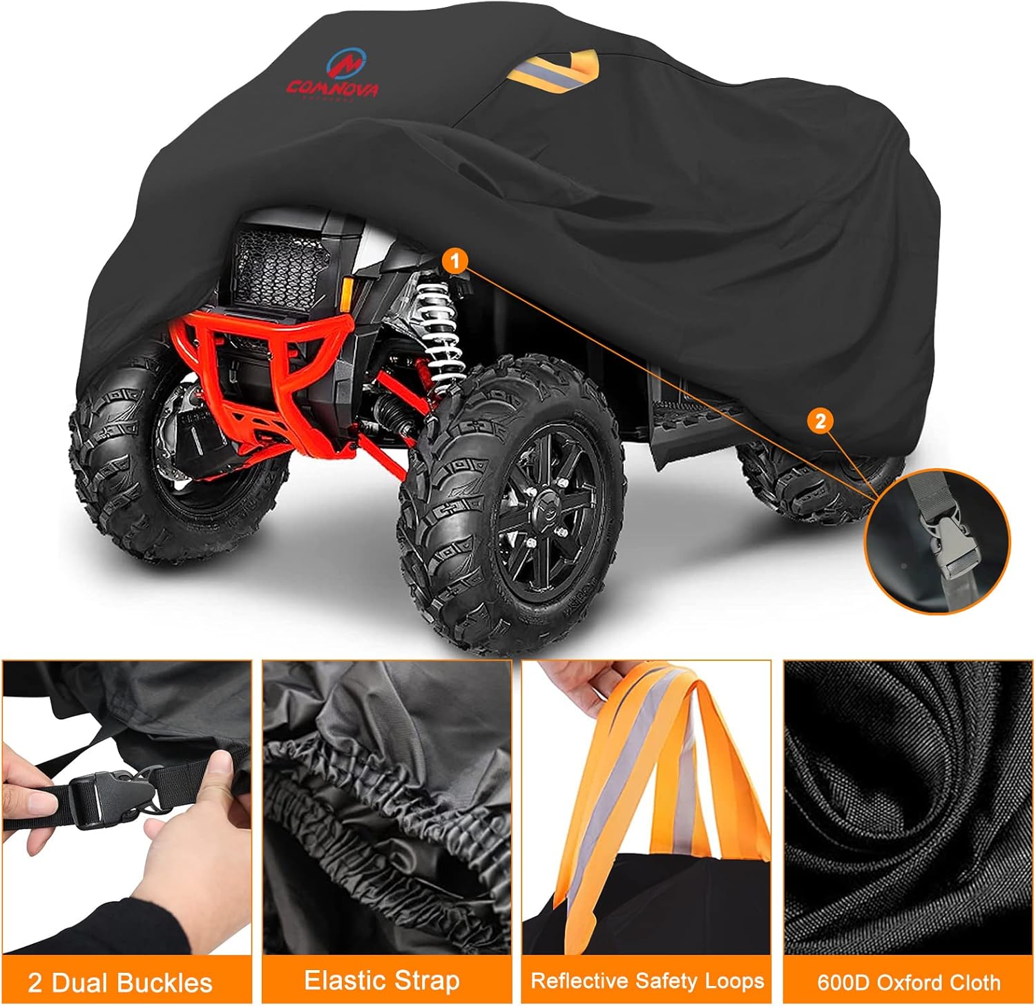Comnova – Cubierta para ATV de 4 ruedas  88 pulgadas ATV cubre 600D resistente e impermeable, cubierta de cuatro ruedas al aire libre para todo tipo