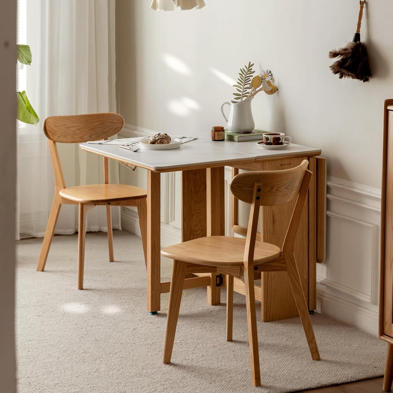 Sillas de comedor 100% madera de roble macizo, prácticas sillas de cocina para comedor, cocina, sala de estar (2, natural)