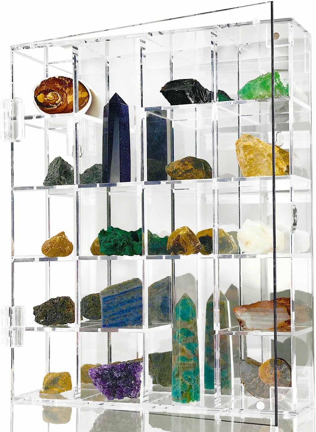 Vitrina de acrílico ajustable transparente con estantes, organizador de almacenamiento para mini figuras pop, coleccionables, cristal mineral,