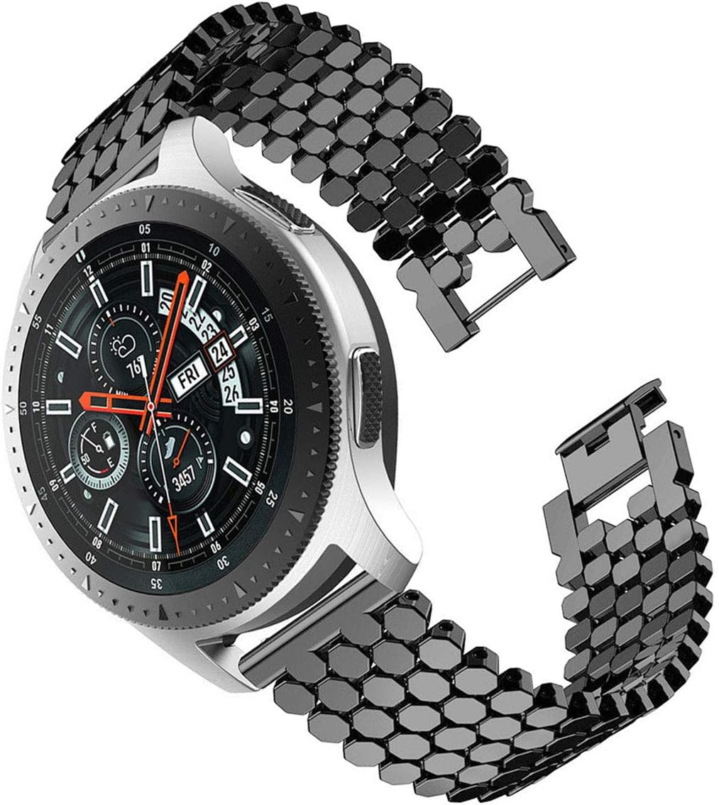 Correas compatibles con Samsung Galaxy Watch de 1.81 pulgadas  Galaxy 3 de 1.77 pulgadas  Gear S3, correa de repuesto de malla metálica de acero