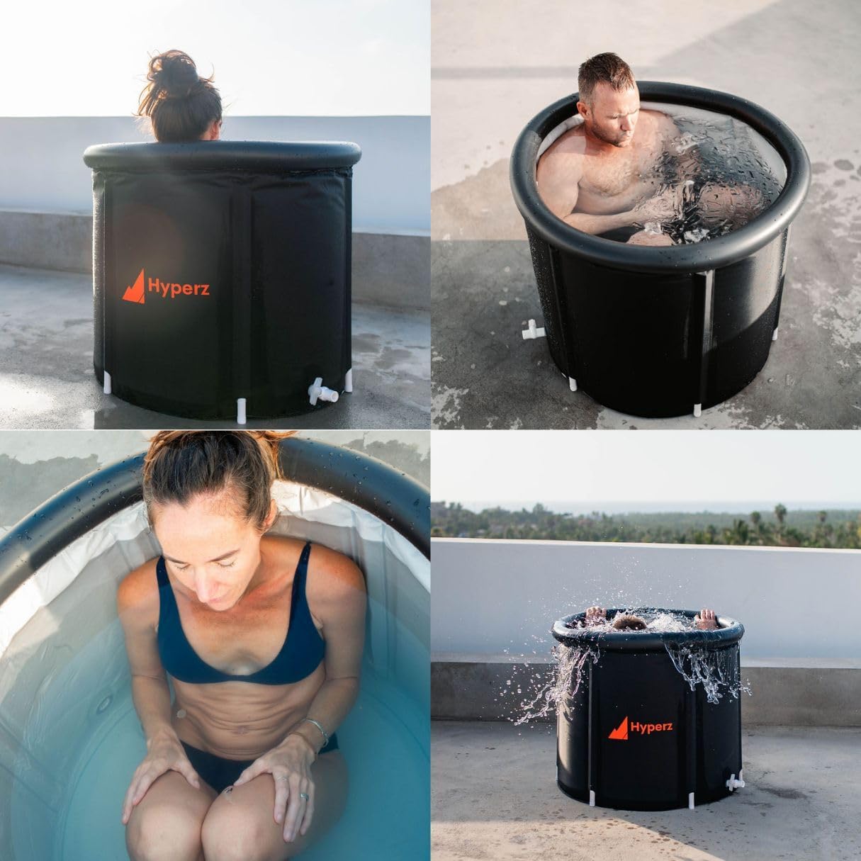 HYPERZ Baño de hielo portátil para entrenamiento de terapia de agua fría, bañera de recuperación de atletas, bañera de inmersión fría (negro)