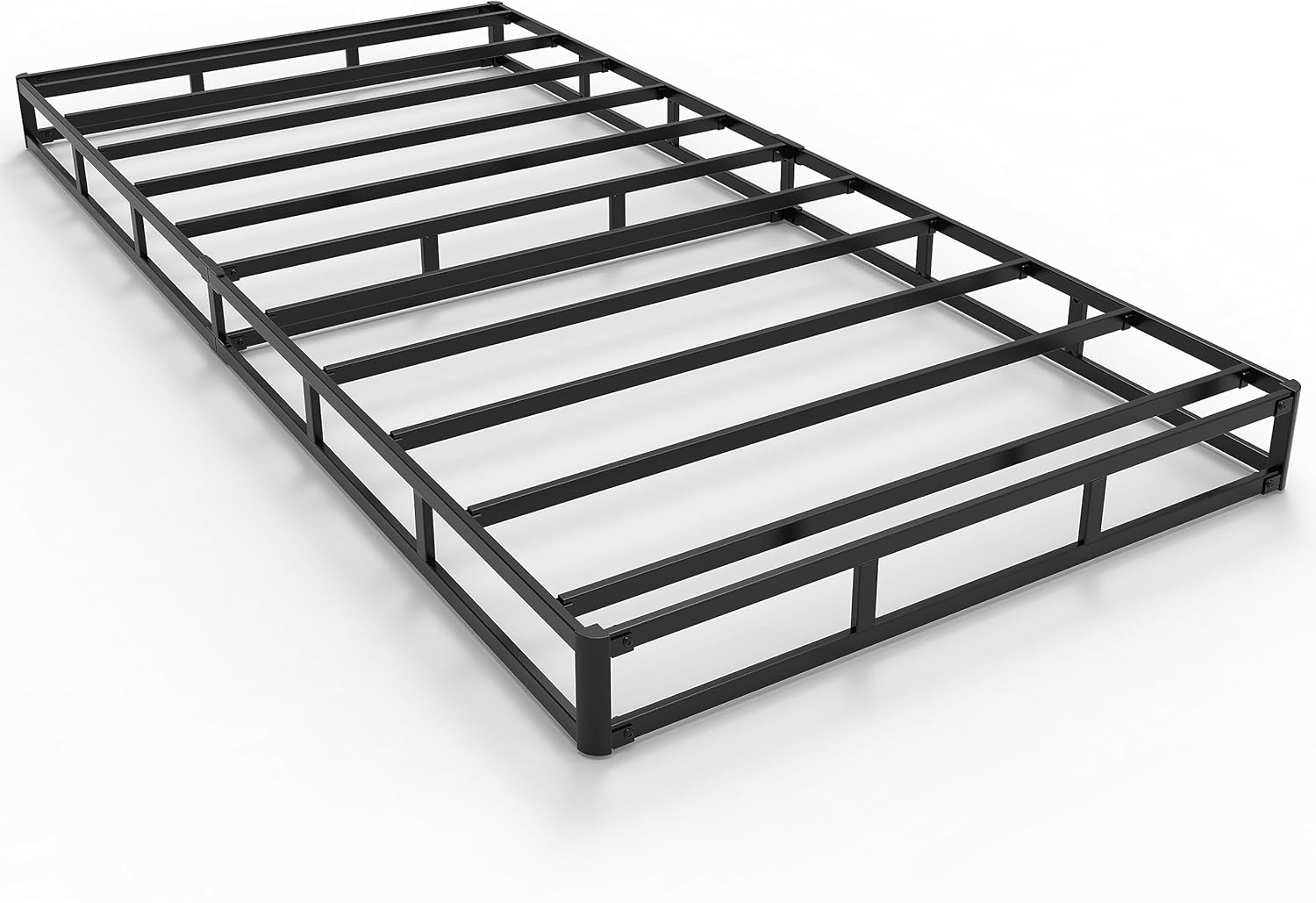 EMODA Base de cama con somier individual XL de 5 pulgadas, base de colchón de metal resistente de 1500 libras con funda de tela, fácil montaje