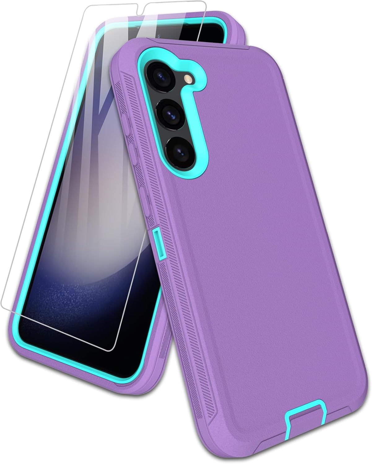 Aliruke Funda para Samsung Galaxy S23, con protector de pantalla, protección de puerto, cubierta de goma de silicona antideslizante de cuerpo