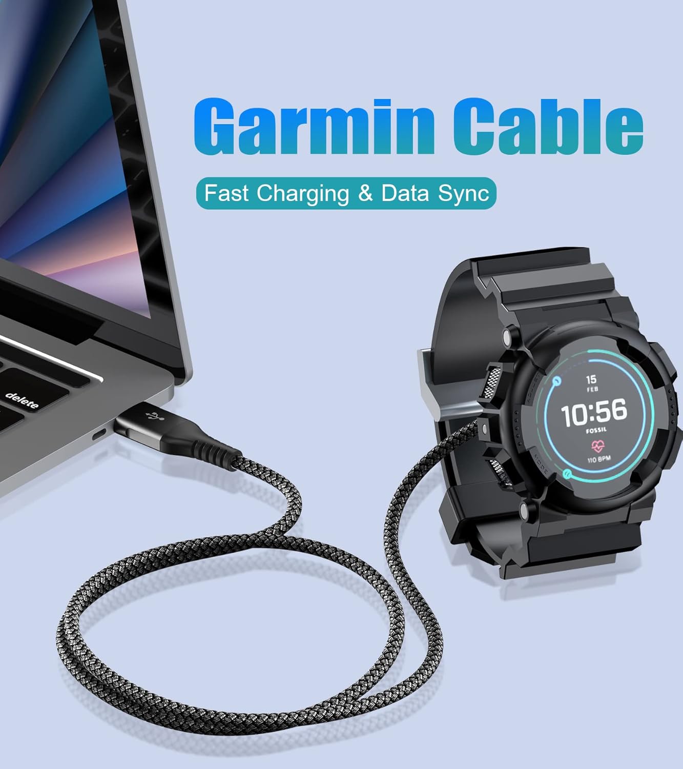 Cable de carga Garmin Watch de 4 pies compatible con Garmin Fenix 5 5S 5X 6 6S 6X Plus Pro 7 7S 7X, Forerunner 945 45 45S 245 Music, Approach S10